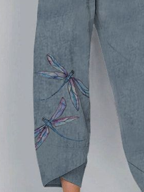 Women Dragonfly Capris Pant Casual Summer Trousers