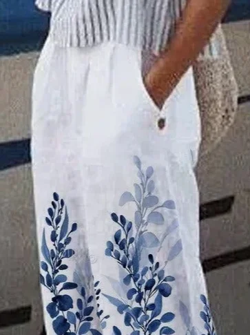 Women Floral Long Pant Casual Spring/Fall Trousers