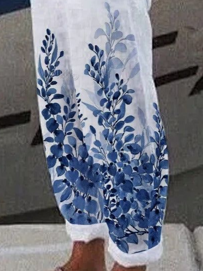Women Floral Long Pant Casual Spring/Fall Trousers