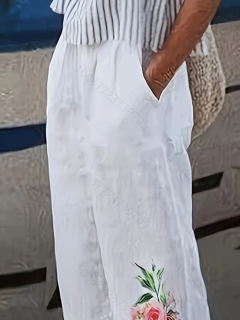 Women Floral Long Pant Casual Spring/Fall Trousers