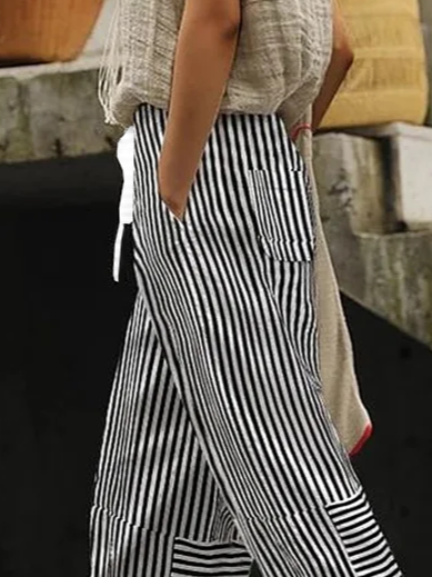 Women Striped Long Pants Casual Spring/Fall Trousers