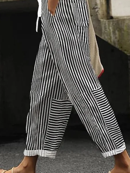 Women Striped Long Pants Casual Spring/Fall Trousers