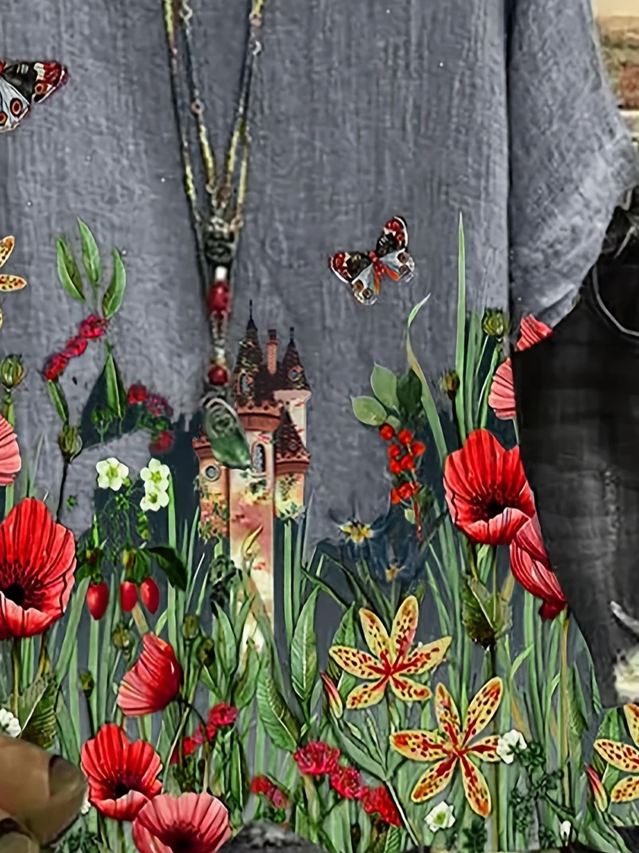 Women Floral Short Sleeve Tee T-shirt Crew Neck Printing Casual Summer Graphic Tee Top