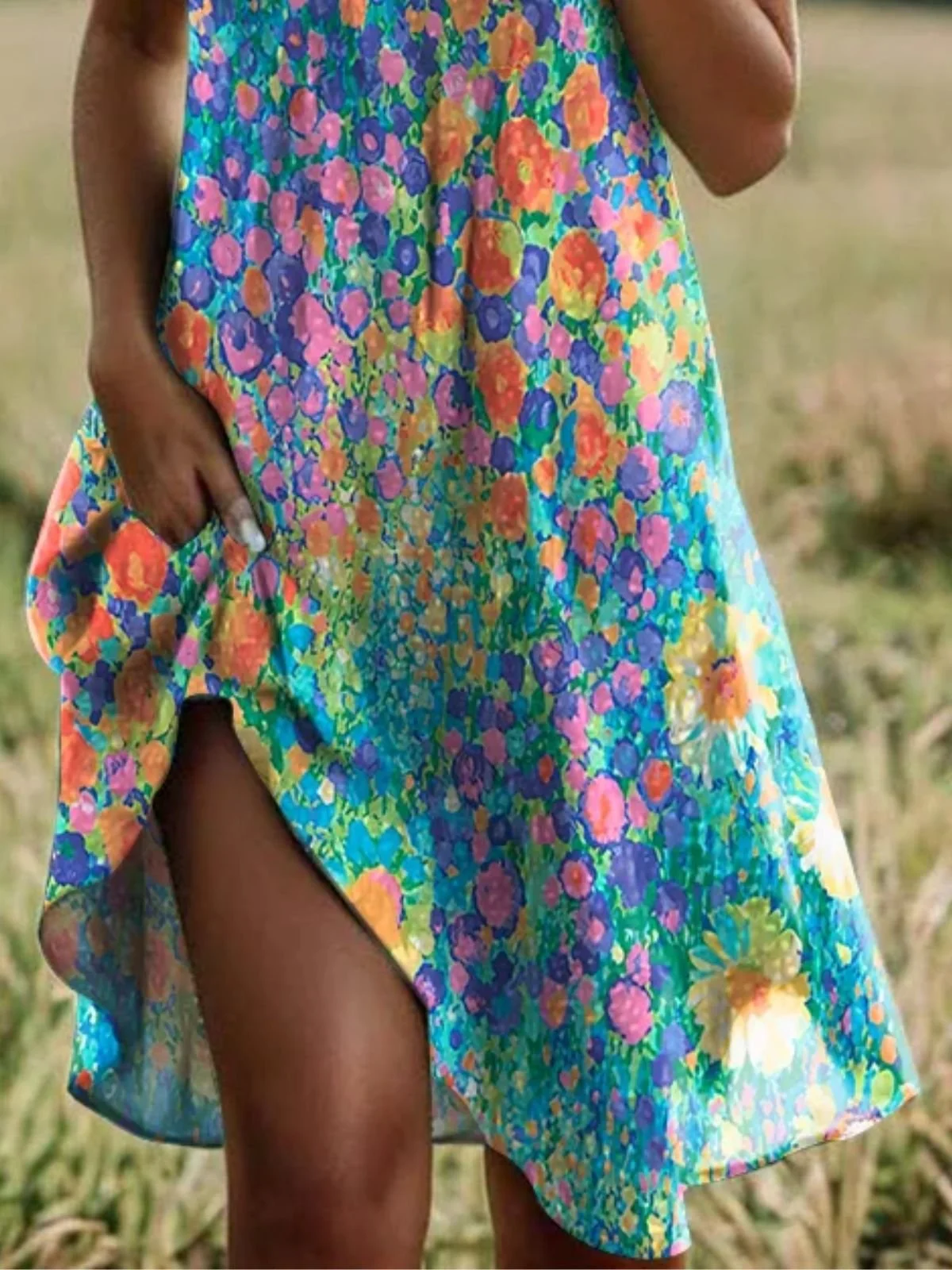 Women Floral Short Sleeve Summer Dress Shirt Collar Daily Casual Midi A-Line Dress