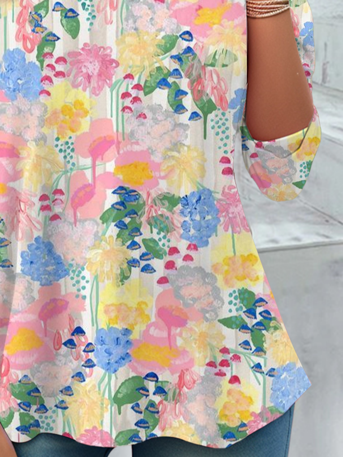Women Floral Long Sleeve Tee T-shirt Crew Neck Printing Casual Spring/Fall Graphic Tee Top