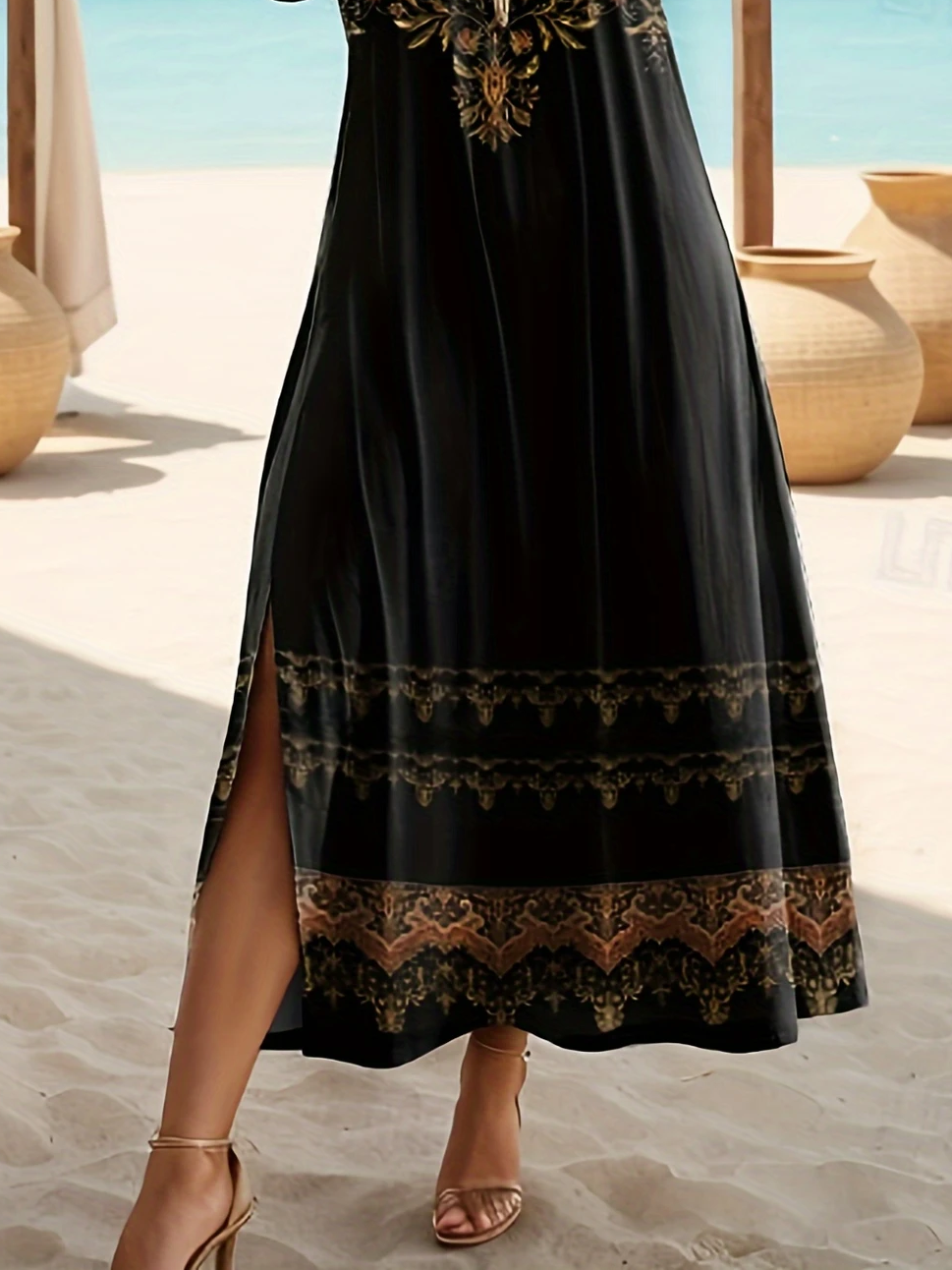 Women Floral Short Sleeve Summer Printing Dress Crew Neck Daily Casual Maxi Fit & Flare Dress A-Line Dress