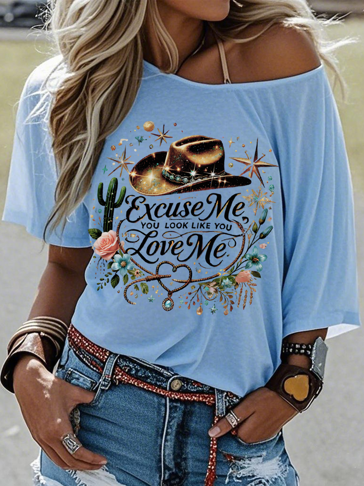 Women Letter Pattern Short Sleeve Tee T-shirt Crew Neck Vintage Summer Top