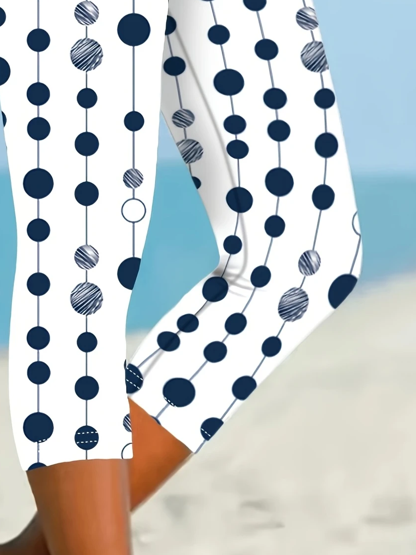 Women Polka Dots Capris Elastic Waist Pants Casual Summer Trousers