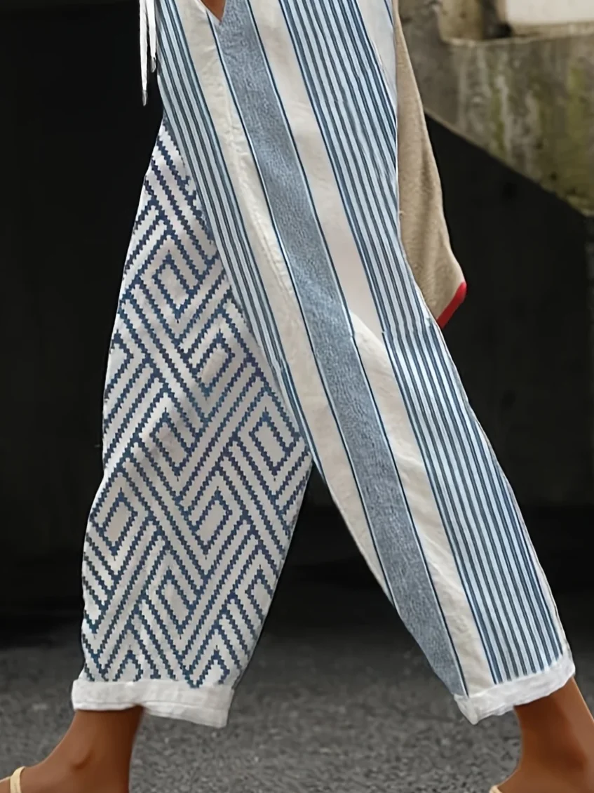 Women Striped Long Pants Casual Spring/Fall Trousers