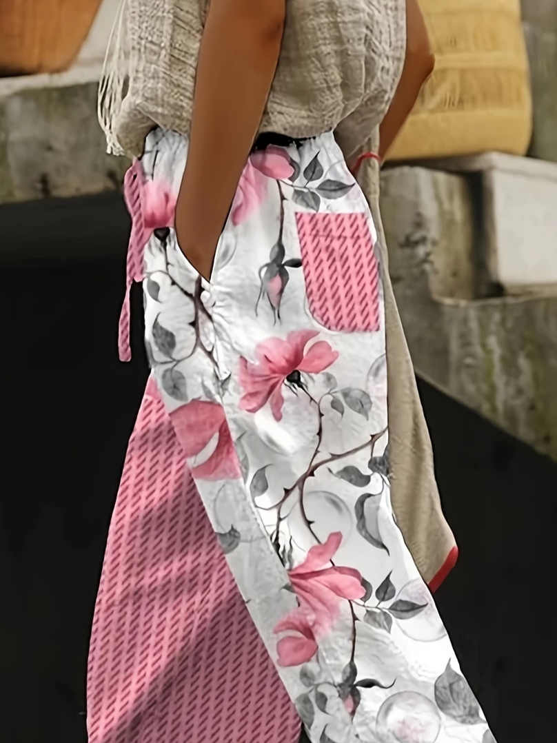 Women Floral Long Pants Casual Spring/Fall Trousers
