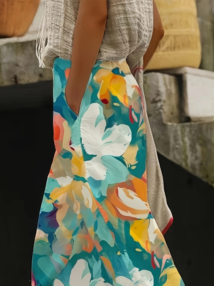 Women Floral Long Pants Casual Spring/Fall Trousers