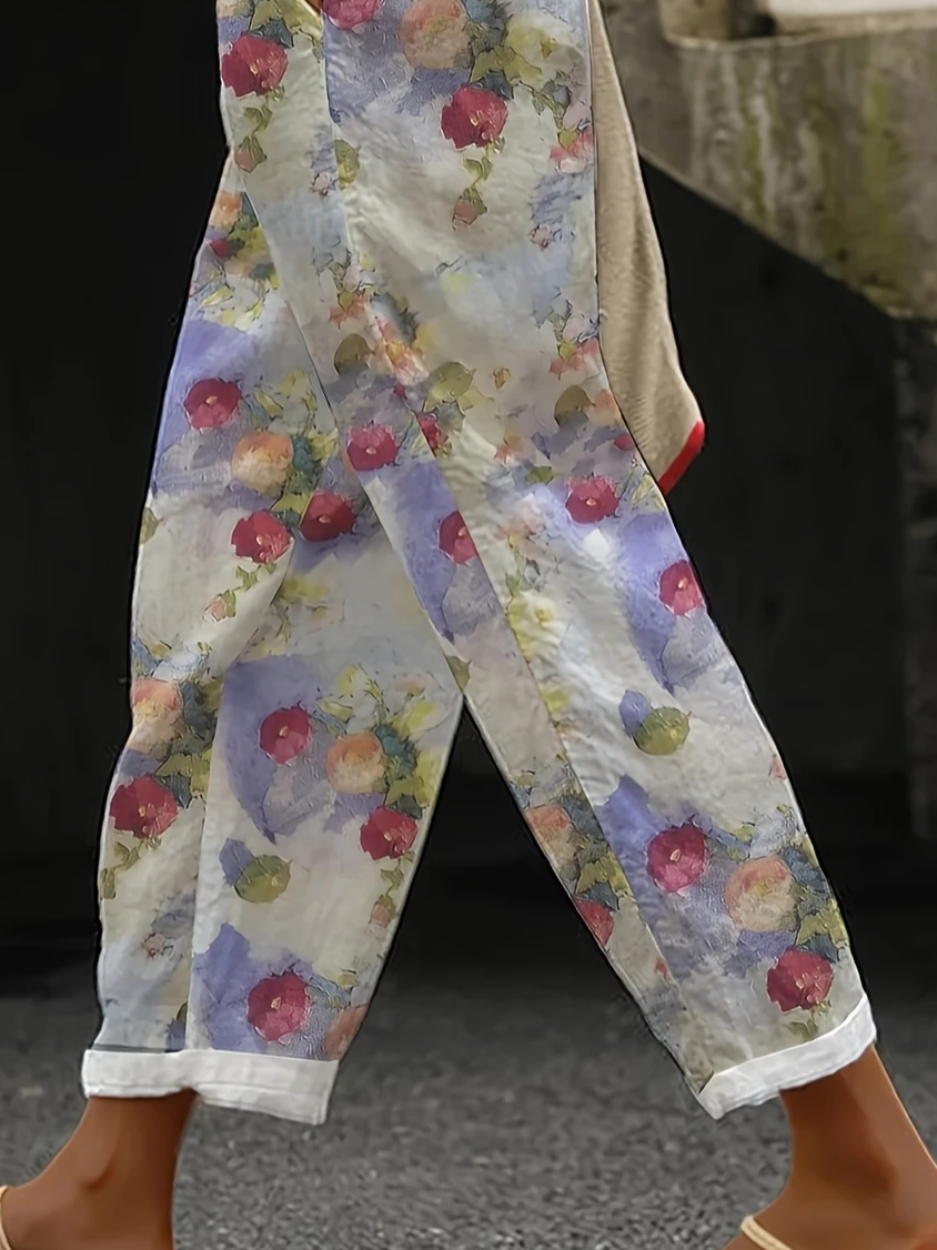 Women Floral Long Pants Casual Spring/Fall Trousers