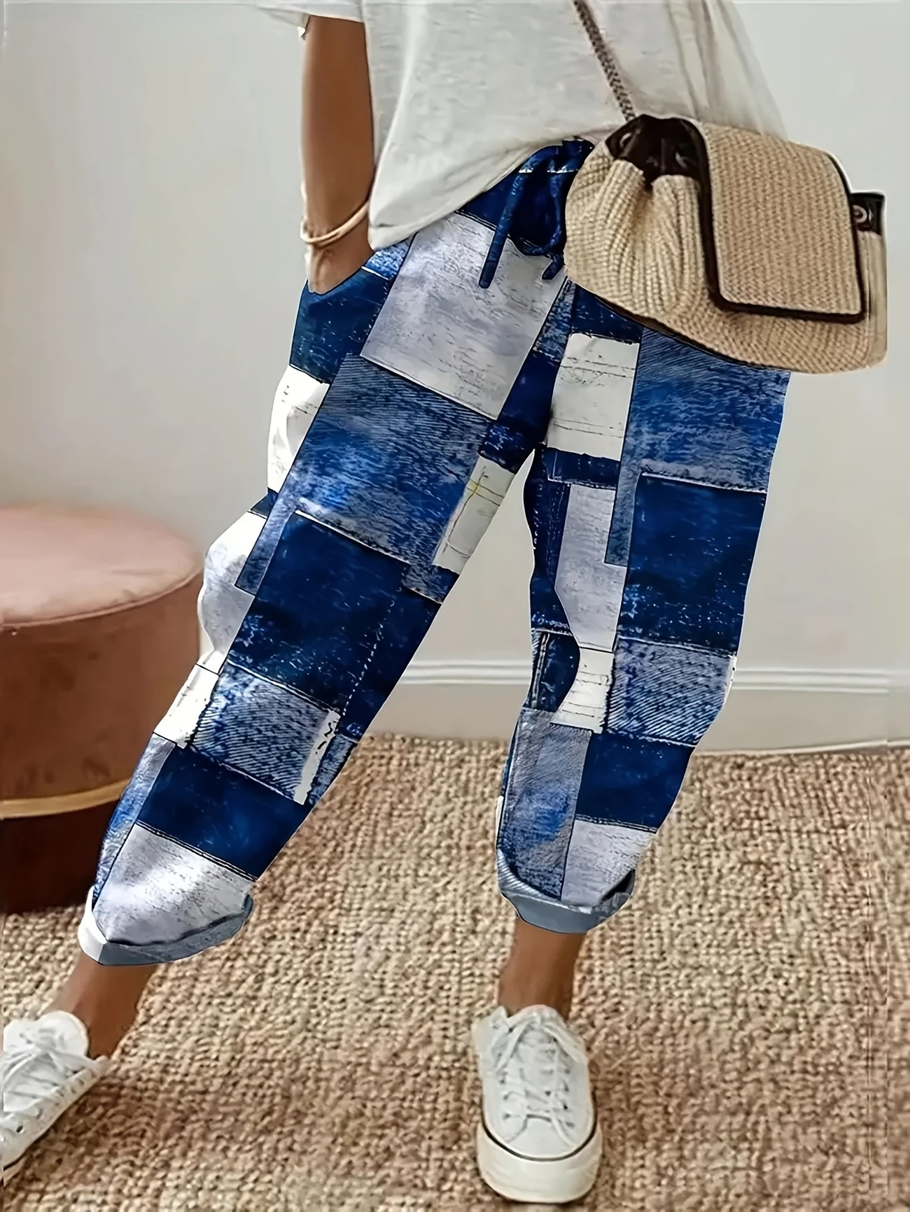 Women Geometric Long Pants Casual Spring/Fall Trousers