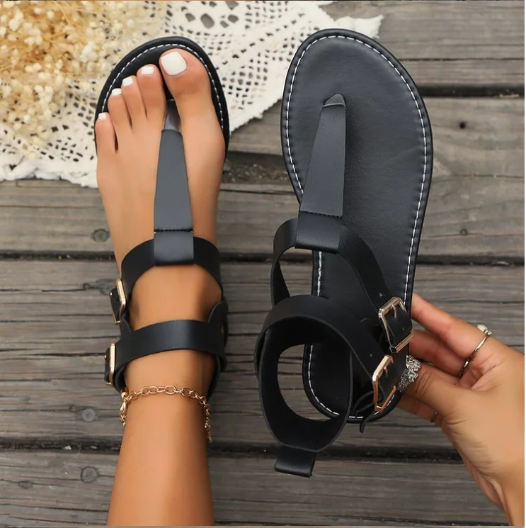 Summer Plain Pu Vacation Gladiator Sandals