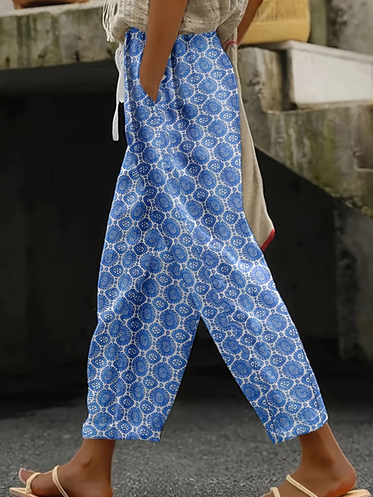 Women Geometric Long Pants Casual Spring/Fall Trousers