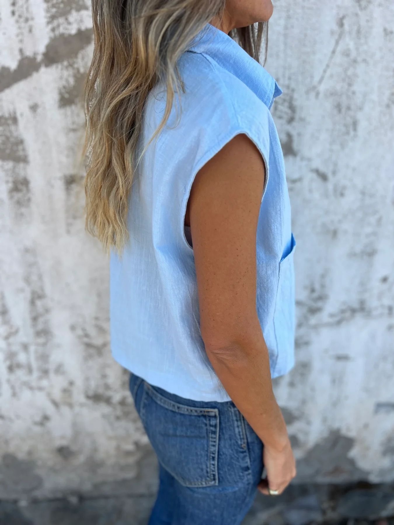 Women Plain Short Sleeve Shirt Summer Buckle Shawl Collar Daily Casual Top