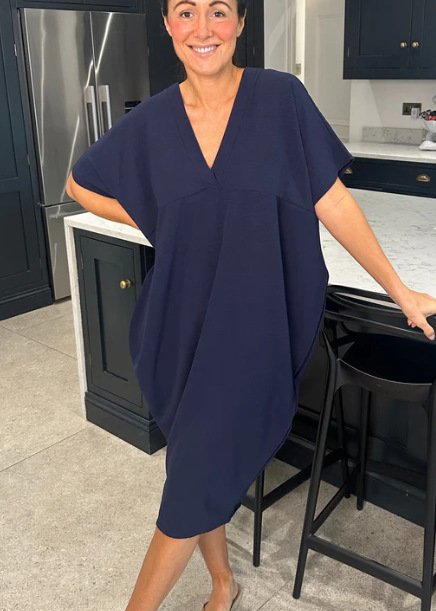 Women Plain Half Sleeve Summer Slit Dress V Neck Daily Casual Maxi Tank A-Line Dress
