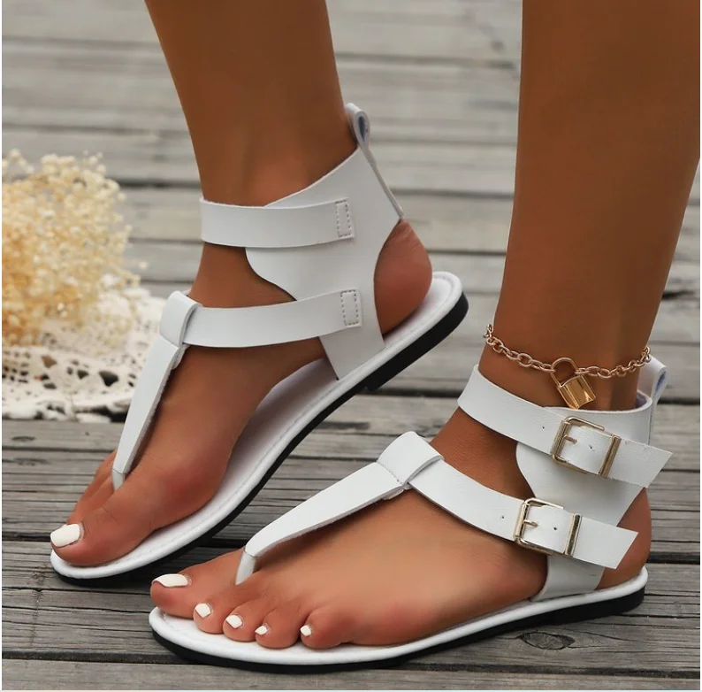 Summer Plain Pu Vacation Gladiator Sandals