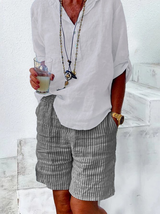 Women Striped Shorts Straight Pants Casual Summer Shorts