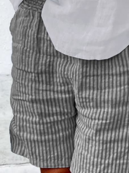 Women Striped Shorts Straight Pants Casual Summer Shorts