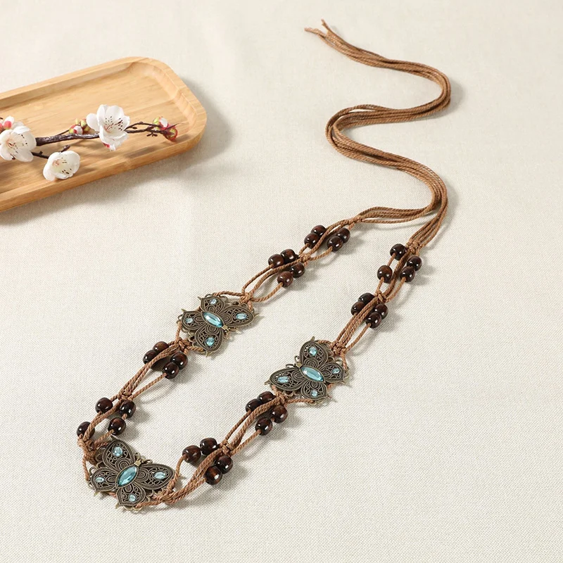Retro All-match Braided Waist Rope Bohemian Women's Waist Belt Ethnic Belt Korean Style Decorative Casual Waist Chain