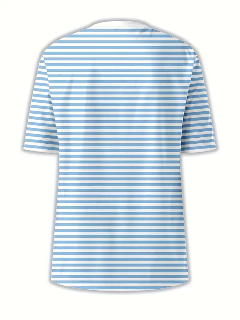 Women Striped Short Sleeve Tee T-shirt Crew Neck Printing Casual Summer Graphic Tee Top