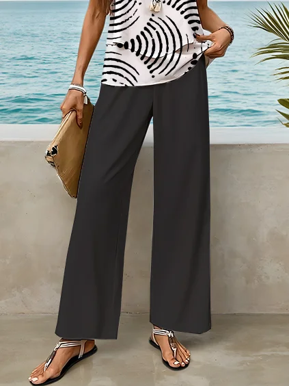 Women Geometric Printing Two-Piece Set Daily Sleeveless Casual Summer Top With Pants Matching Set