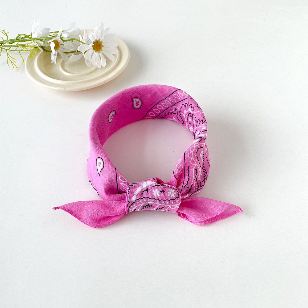 European and American hip-hop silk scarf for women 50cm cotton and linen small square scarf new style niche personality cashew print headscarf waist scarf