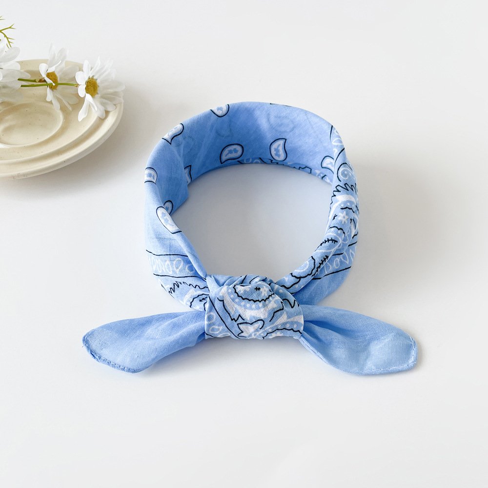 European and American hip-hop silk scarf for women 50cm cotton and linen small square scarf new style niche personality cashew print headscarf waist scarf