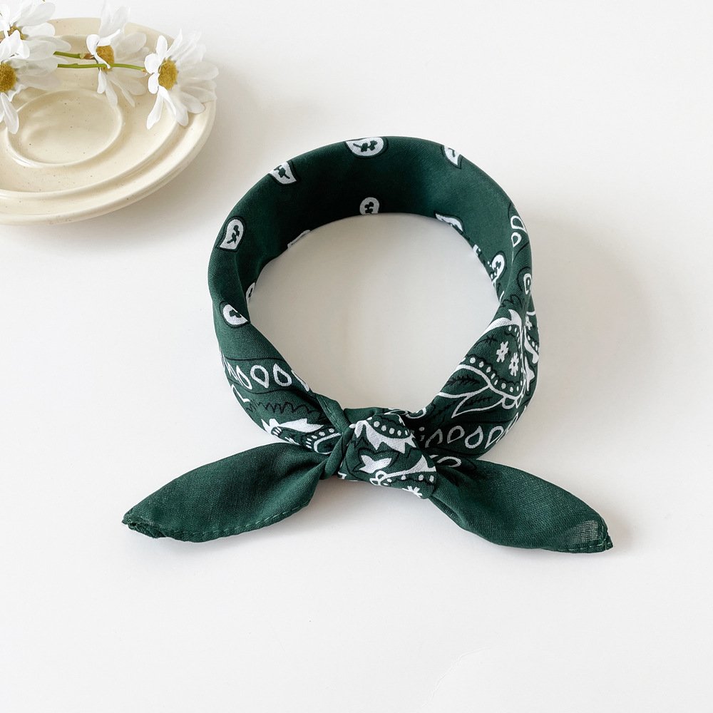 European and American hip-hop silk scarf for women 50cm cotton and linen small square scarf new style niche personality cashew print headscarf waist scarf