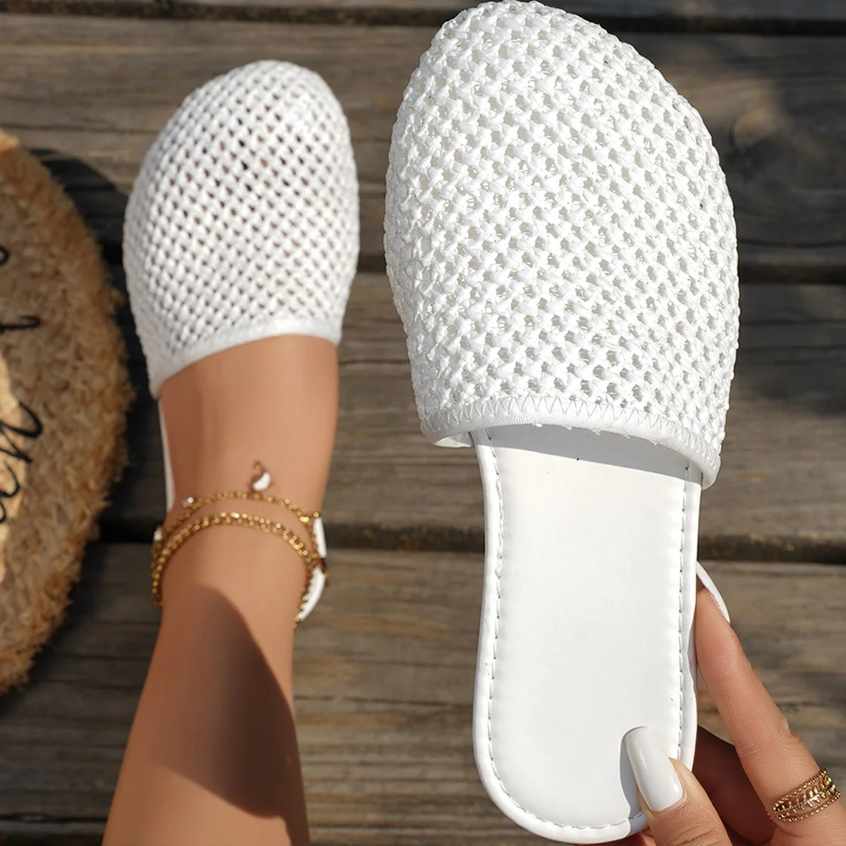 Color Block Vintage Pvc Summer Slide Sandals
