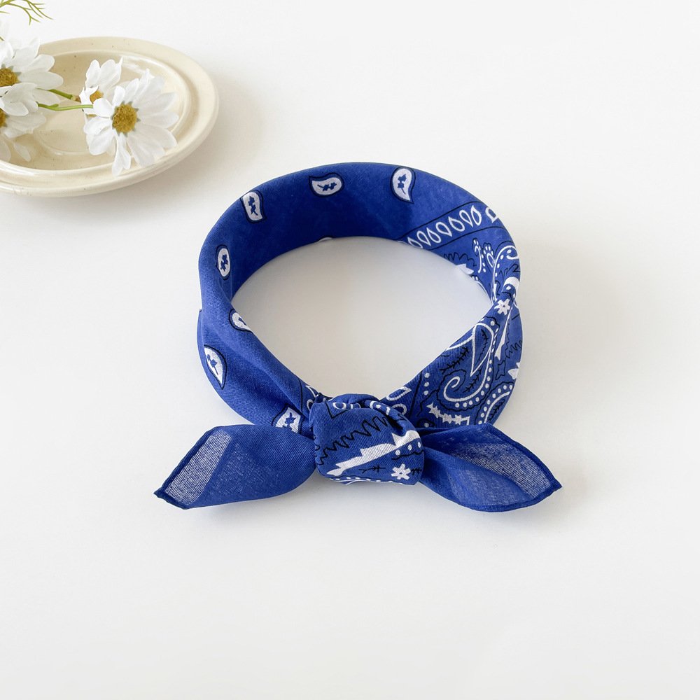 European and American hip-hop silk scarf for women 50cm cotton and linen small square scarf new style niche personality cashew print headscarf waist scarf