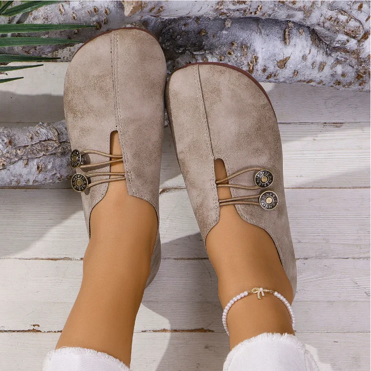 New Soft Leather Flat Casual Shoes For Women In Summer, Simple And Fashionable Large Size Women's Shoes
