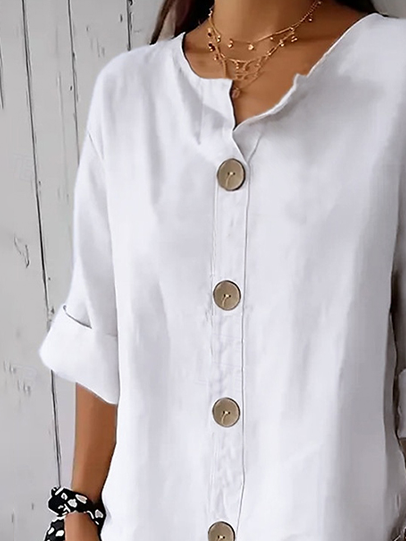 Women Plain Long Sleeve Shirt Spring/Fall Printing Stand Collar Daily Casual Top