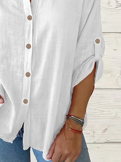 Women Plain Long Sleeve Shirt Spring/Fall Printing Stand Collar Daily Casual Top
