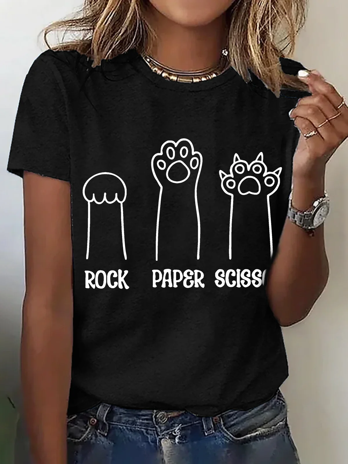 Women Animal Short Sleeve Tee T-shirt Crew Neck Casual Summer Top