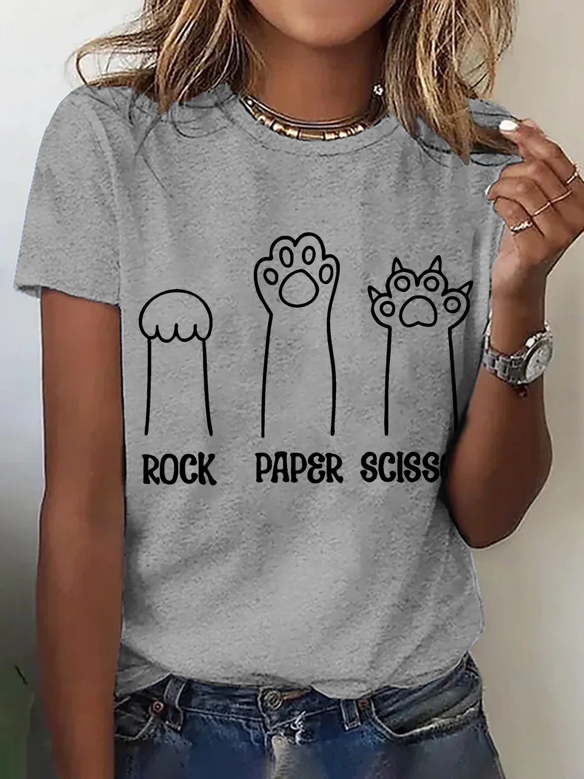 Women Animal Short Sleeve Tee T-shirt Crew Neck Casual Summer Top
