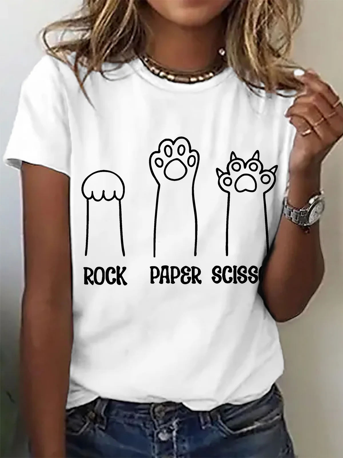 Women Animal Short Sleeve Tee T-shirt Crew Neck Casual Summer Top