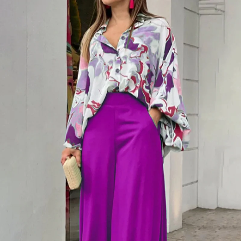 Women Striped Printing Two-Piece Set Daily Short Sleeve Vintage Summer Top With Pants Matching Set
