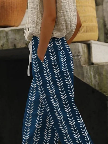 Women Geometric Long Pants Casual Spring/Fall Trousers