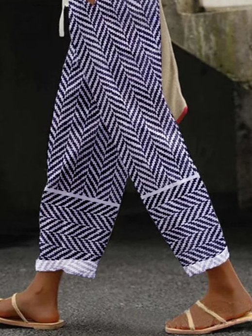 Women Geometric Long Pants Casual Spring/Fall Trousers
