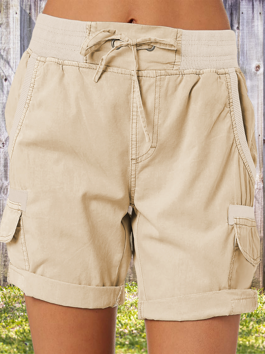 Women Plain Fifth Pants Straight Pants Casual Summer Shorts