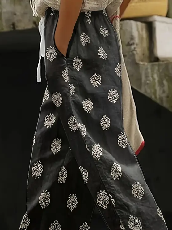 Women Floral Long Pants Casual Spring/Fall Trousers
