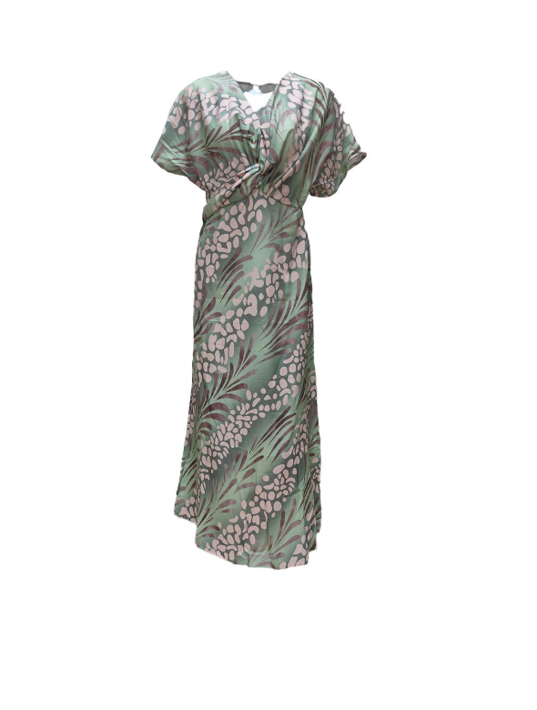 Women Color Block Short Sleeve Summer Printing Dress V Neck Daily Casual Maxi Hip Skirt A-Line Dress