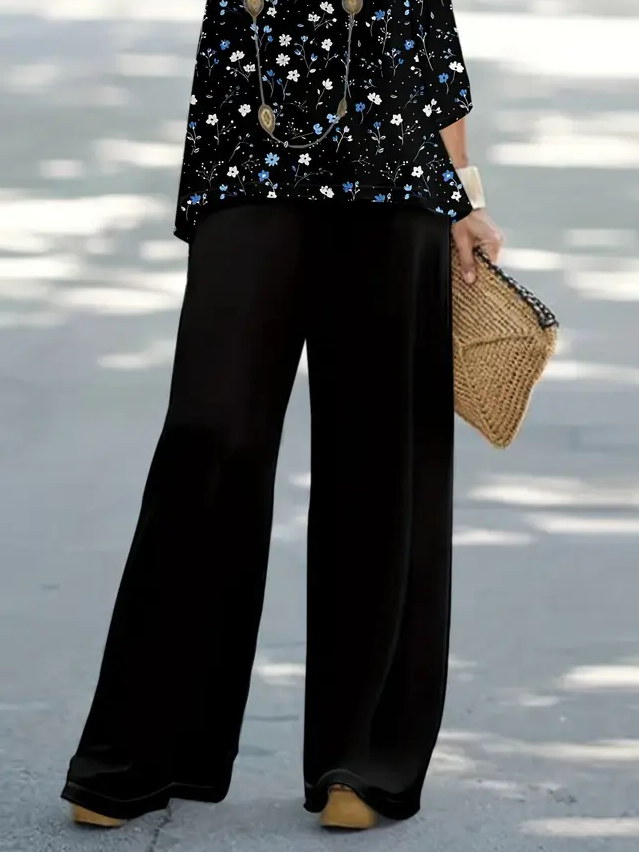 Women Floral Printing Two-Piece Set Daily Long Sleeve Casual Spring/Fall Top With Pants Matching Set