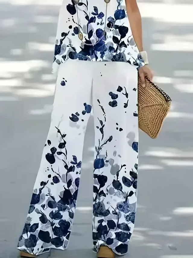 Women Floral Printing Two-Piece Set Daily Sleeveless Casual Summer Multi-Piece Set Matching Set