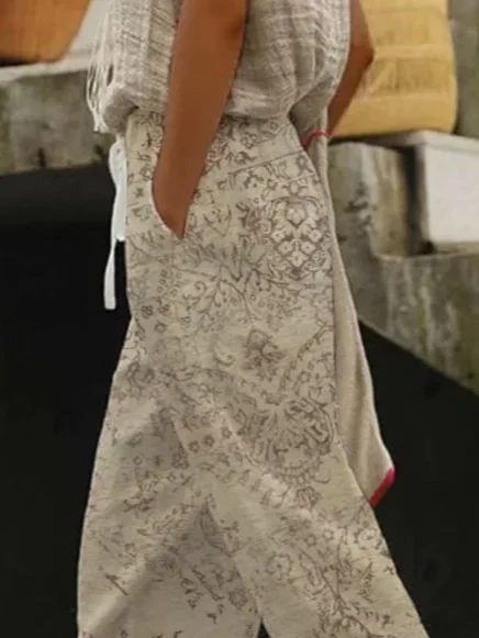Women Floral Long Pants Casual Spring/Fall Trousers