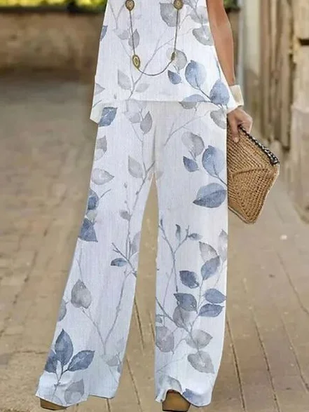 Women Floral Printing Two-Piece Set Daily Sleeveless Casual Summer Multi-Piece Set Matching Set