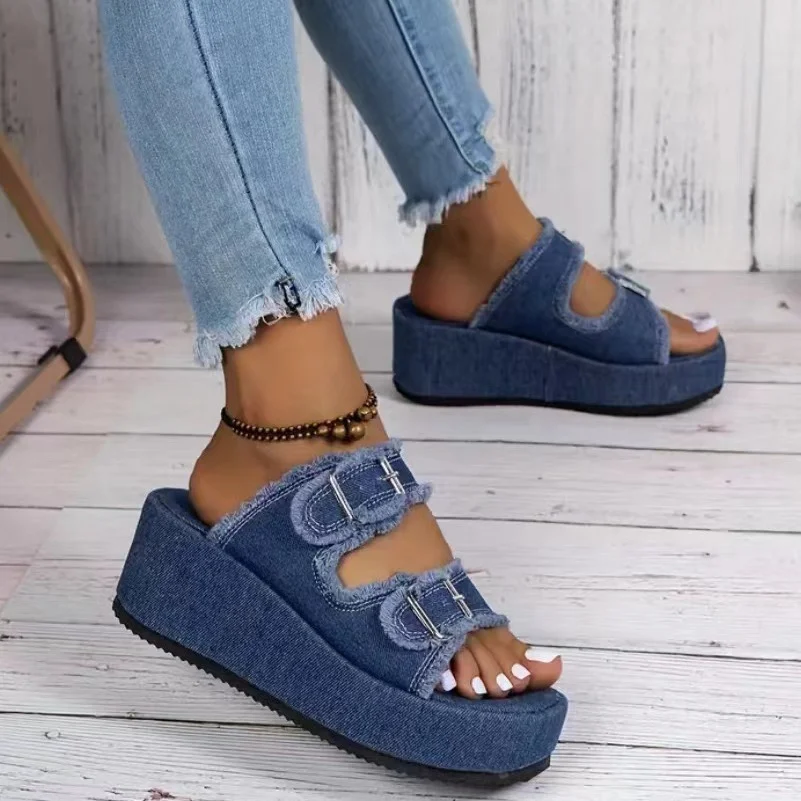 Fabric Casual Plain Summer Slide Sandals