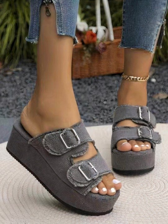 Fabric Casual Plain Summer Slide Sandals